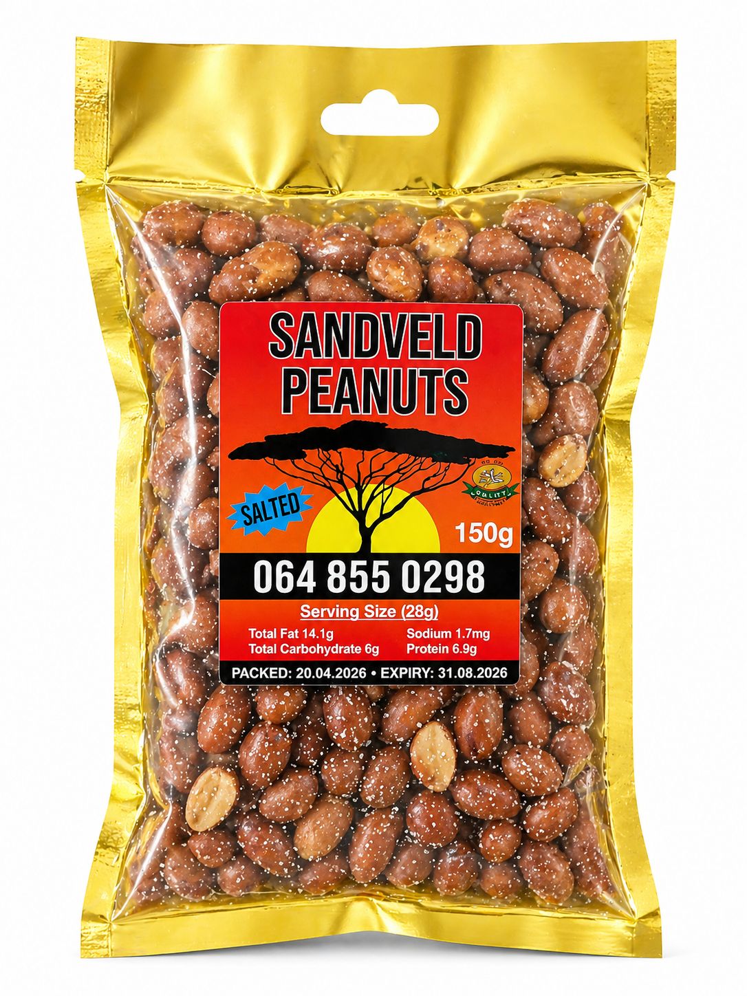 Sandveld Salted Peanuts 150g South African snacks