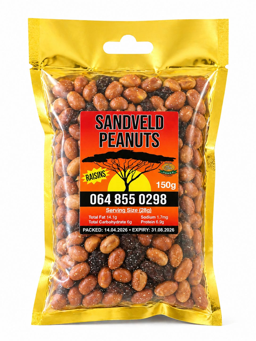Sandveld Peanuts and Raisins 150g South African snacks
