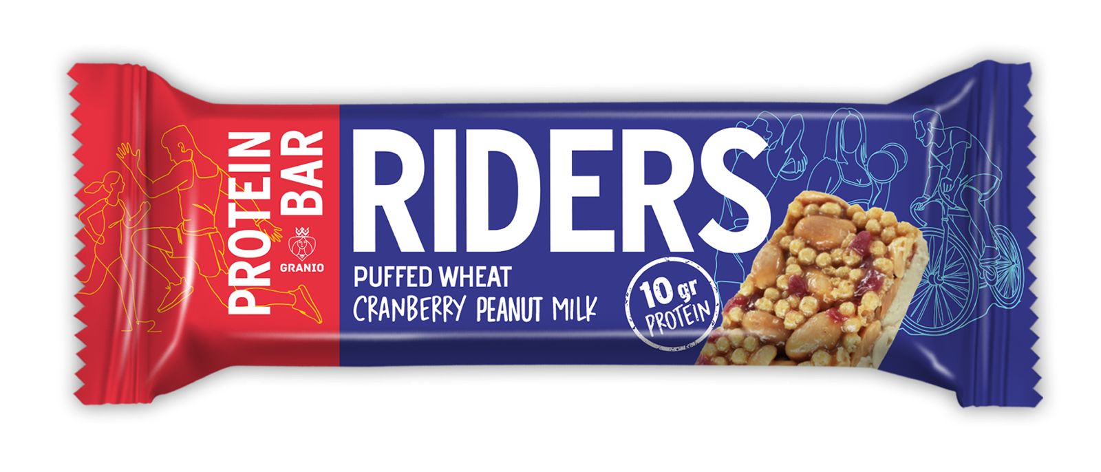 Riders Protein Bar – Puffed Wheat Cranberry Peanut Milk – 50g